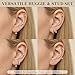 Trendy 14K Gold Plated Earrings for Women Accessories, Stud Huggie Hoop Jacket Stack Cartilage Helix Earring Set for Multiple Piercing, Small Dainty Cute Fashion Birthstone Jewelry Gifts Set