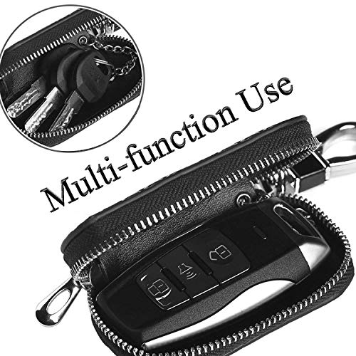LanMa Car Key Case Holder Leather Car Key Chain Bag Car Remote Key Fob For Car Keychain Zipper Bag - Image 3