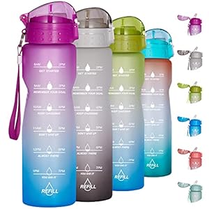 24oz/32oz/50oz Motivational Water Bottle with Time Marker Reminder – Water Tracker Bottles with times to drink – Leak-proof BPA Free Hydration Sports Daily Water Bottle Jug