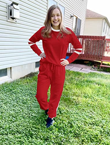 Image of Aloodor Sweatsuit for Women 2 Piece Outfits for Womens Crewneck Sweatshirts Pullover