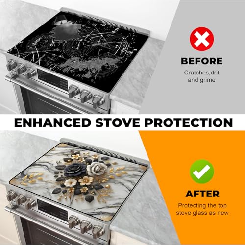 Image of Stove Top Cover for Glass Electric Stove (rose, 30 inch x 21 inch)