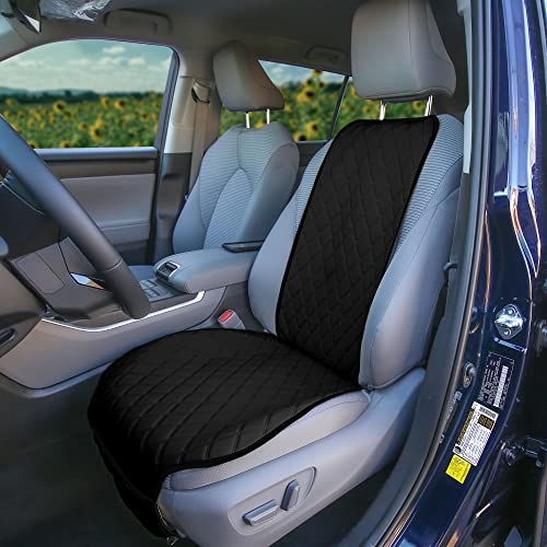 FH Group Car Seat Cushion Front Set Black Neosupreme Automotive Seat Cushions - Universal Fit, Car Seat Cushion With Front Pockets, Airbag Compatible Car Seat Cushions for SUV, Sedan, Van