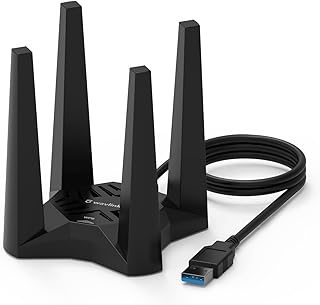 WAVLINK AC1900 USB WiFi Dongle for PC, Dual Band 1900Mbps WiFi Adapter for Desktop, Laptop PC with Magnetic Base, 4X 3dBi External Antennas, support Win 11/10/8/7/XP, Mac OS 10.7-10.15
