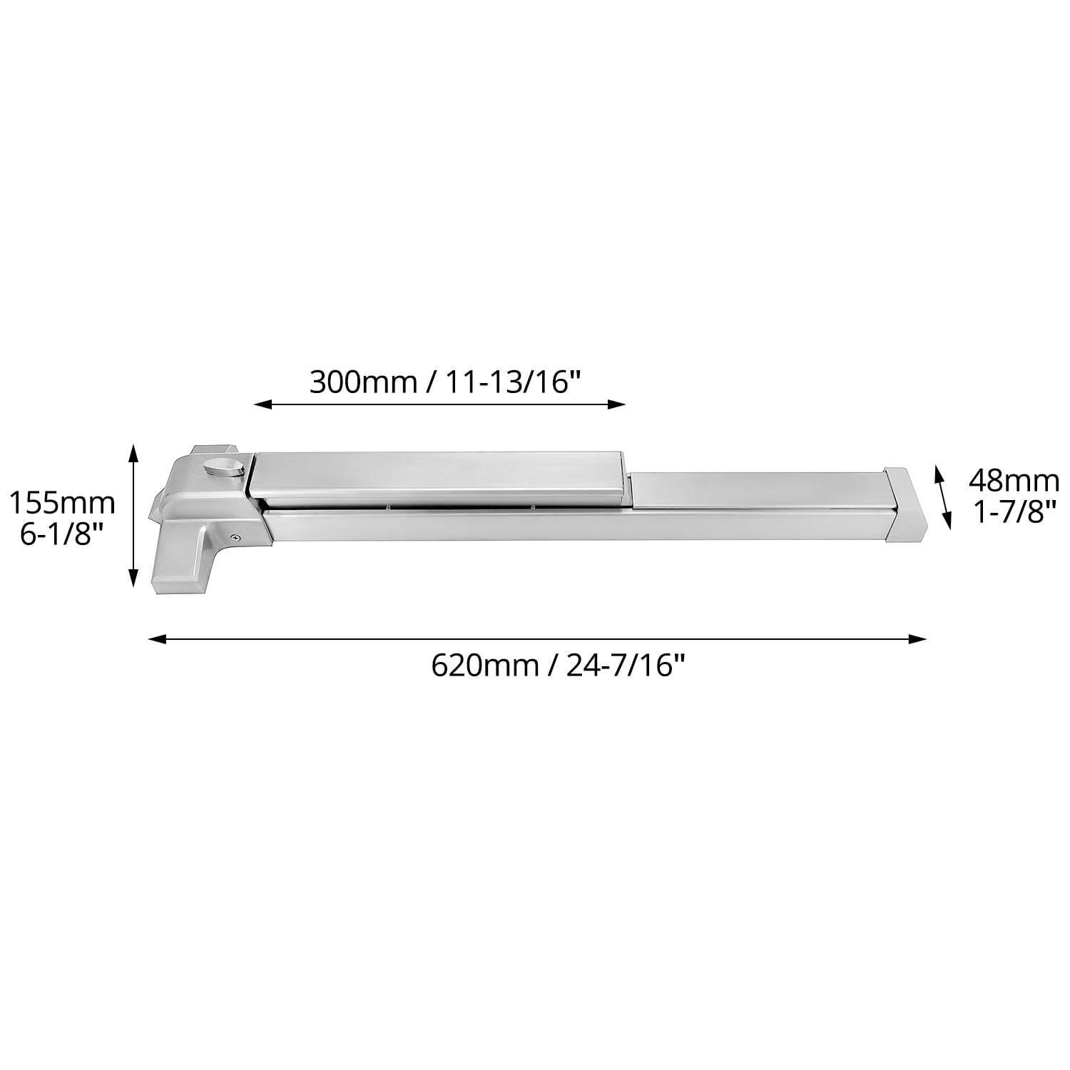 QWORK Dispositivo de puerta de salida de emergencia de acero resistente con cerradura y palanca ignífugos, compatible con puertas de metal y madera para edificios comerciales, kit de fácil instalación
