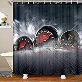 Car Waterproof Shower Curtains Race Car Fabric Bathroom Shower Curtain for Kids Boys Girls Cool Extreme Sports Theme Shower Curtain with Hooks Luxury Automobile Style Decor Curtain,72x72 Inches