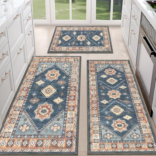 HEBE Boho Kitchen Rug Sets 3 Piece with Runner Non