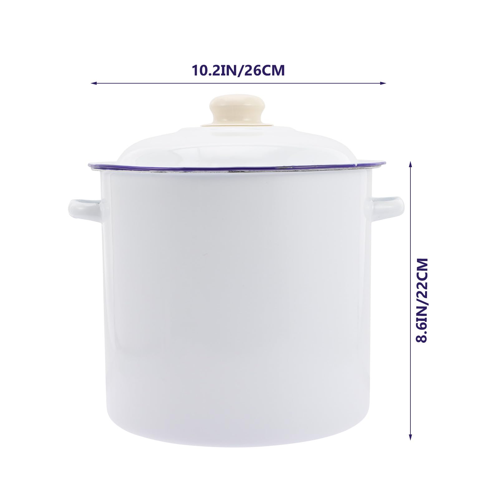 SHINEOFI Emaillierter Wassereimer 22cm Multifunktionaler Küchen Reishalter und Labor Chemikalienbehälter Bruchfestes Emaille Leicht zu Reinigen mit Weithalsöffnung Weiß