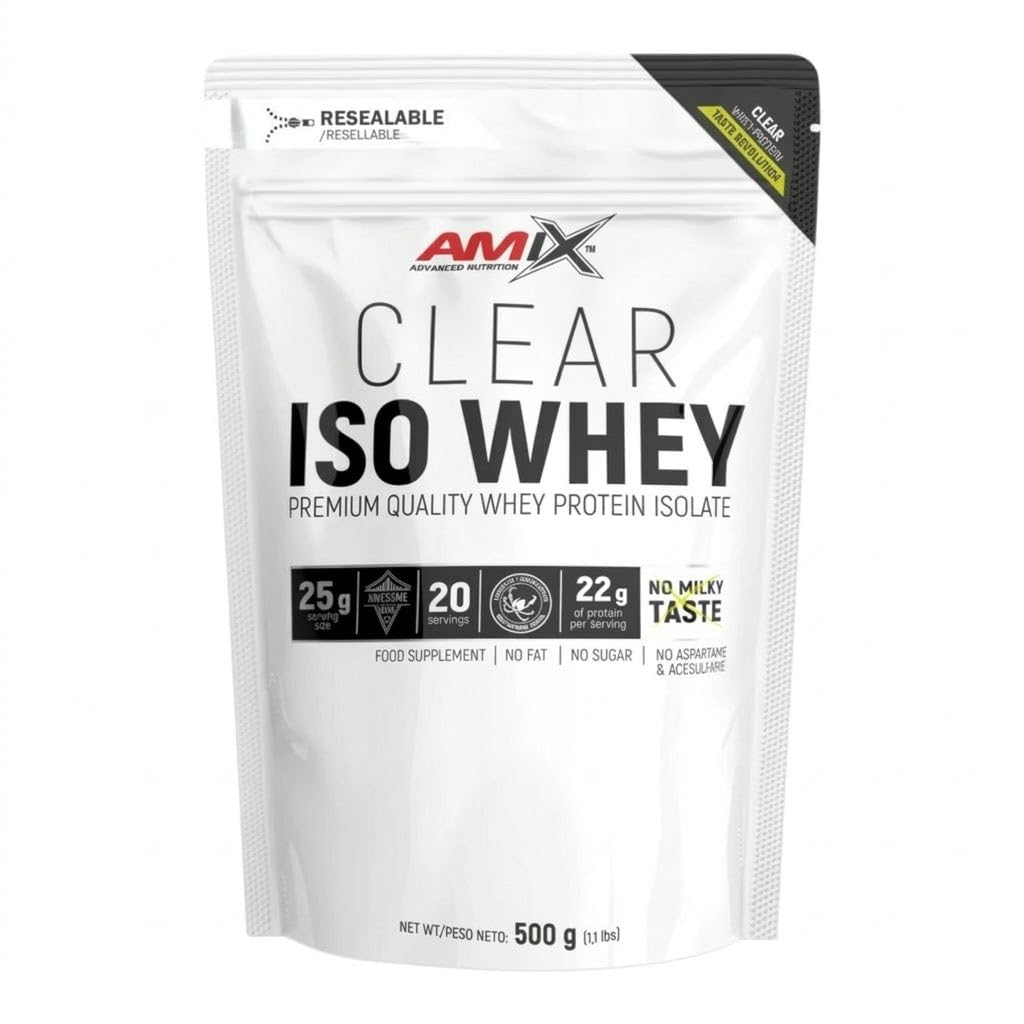 Amix Clear Iso Whey Protein 500 Gr - Aisaldo de Proteína de Suero Cristalina, Sabores Refrescantes / Promueve el aumento y mantenimiento de la masa muscular + Fácil Disolución Sabor Lima-​Limón