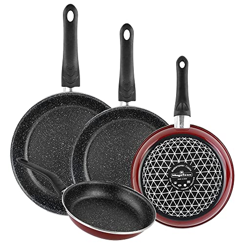 Magefesa Set De Sartenes 20,22,24 y 26 Praga Piedra, Antiadherente Bicapa Reforzado Efecto...