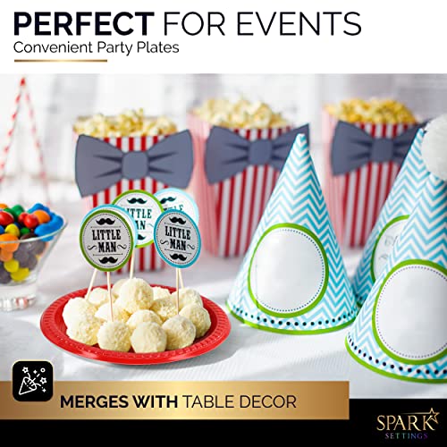 Amcrate Red Disposable Party Plastic Dessert Plates 7" - Ideal For Weddings, Party’s, Birthdays, Dinners, Lunch’s. (Pack Of 50) #TOP4