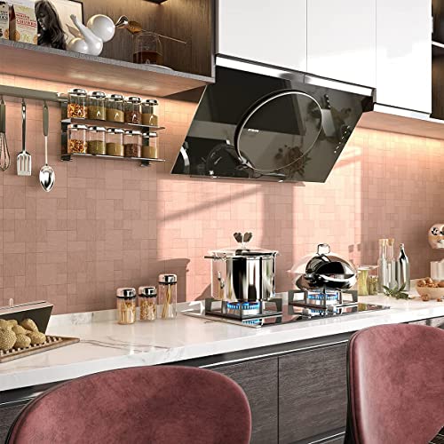 Benice Mosaic Tile Peel And Stick Backsplash Tile For Kitchen, Metal Backsplash Bathroom Wall Tiles Self Adhesive(Rose Gold,5Sheets) #TOP4