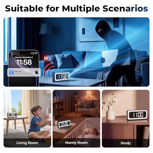 Image of Gyliziex 2K Clock Camera, 5G & 2.4G WiFi Indoor Pet Nanny Cameras with Alarm for Home, Full Color Night Vision, Human Motion Detection, Local SD Storage