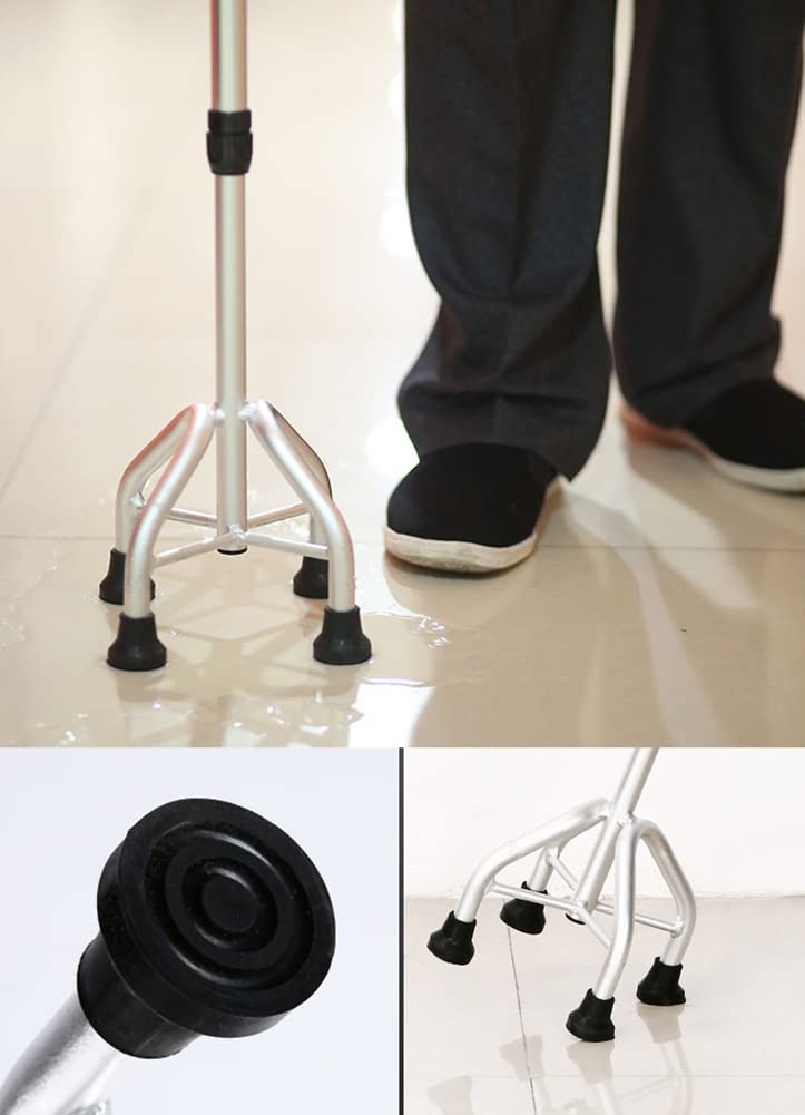 Stampelle per Camminare, Bastone Quadruplo Regolabile, Maniglia ergonomica, Ausili per la mobilità per Anziani, Anziani e Disabili, per Alti 39-71 Pollici, Argento/Oro/Marrone