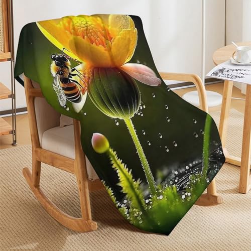 Couverture chaude flanelle abeille pour éliminer la fraîcheur des nuits sur le lit