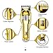 KEMEI Golden Cordless Hair Clipper Professional Hair Clippers Hair Trimmer for Men for Stylists and Barbers Full Metal Housing Hair Clipper USB Charge (Golden)