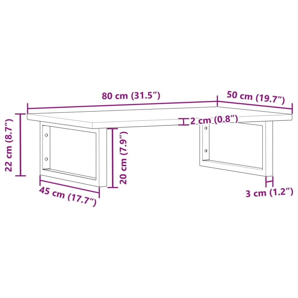 Estantería para lavabo de pared de acero y madera maciza de acacia 80 x 50 cm, ahorra espacio con soporte blanco, armario de baño estable de repuesto para lavabo