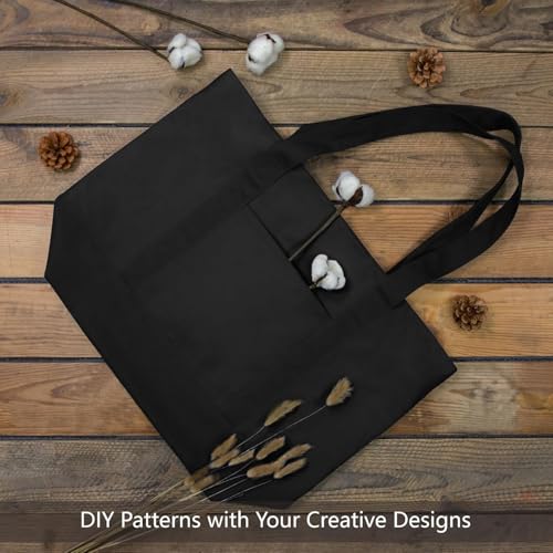Image of 19x15 Inch Large Canvas Tote Bag | 100% Organic Reusable 330 GSM Cotton Handbag With Zipper Closure and Front Pocket for Shopping, Daily Use, Travel, Grocery, Gifting, Office and Storage