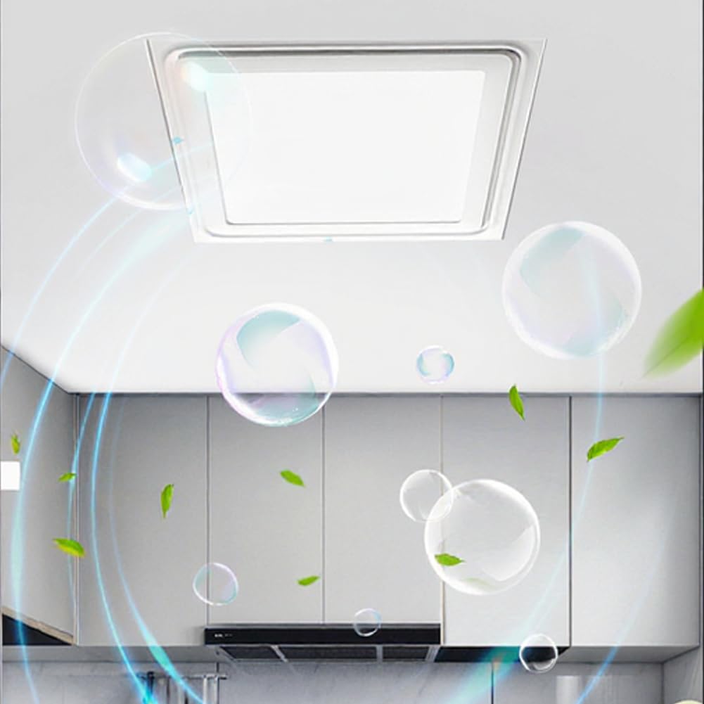 Extractor para baño silencioso con luz LED integrada, funcionamiento ultrasilencioso a 0,9 sones, potente eliminación de vapor y humedad para baños (30 cm)