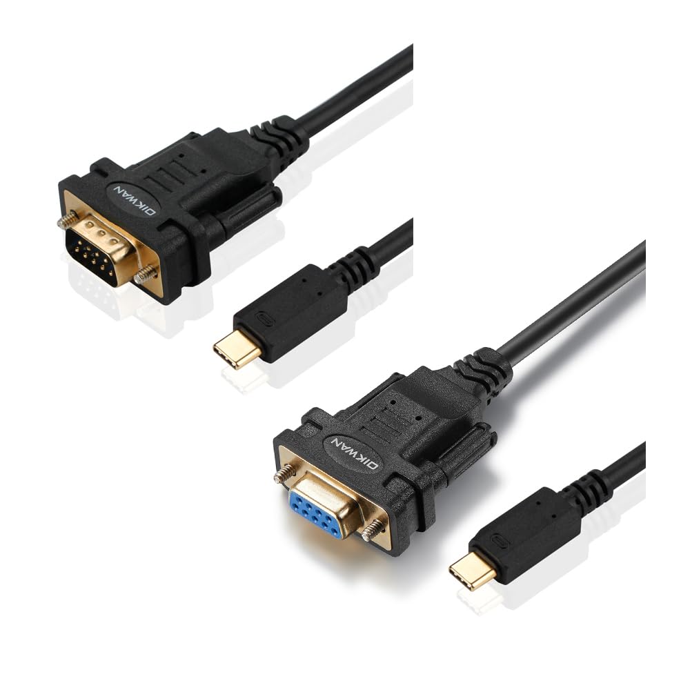 OIKWANUSB 2.0 to Male DB9 Serial Cable +USB Type C to RS232 DB9 Serial Port Adapter Cable