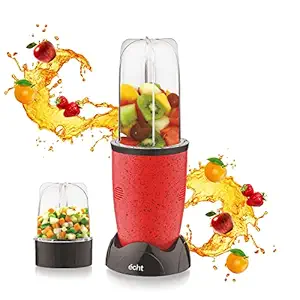 NUTRI BLENDER Grinder by Echt, NB4s 450 Watt,2 Multi purpose Jars for juices, smoothies, shakes, chutneys and dry masala; The Long Jar (500ml) & the Short Jar (300ml) 2 years warranty, Red Splatter-4 Pc