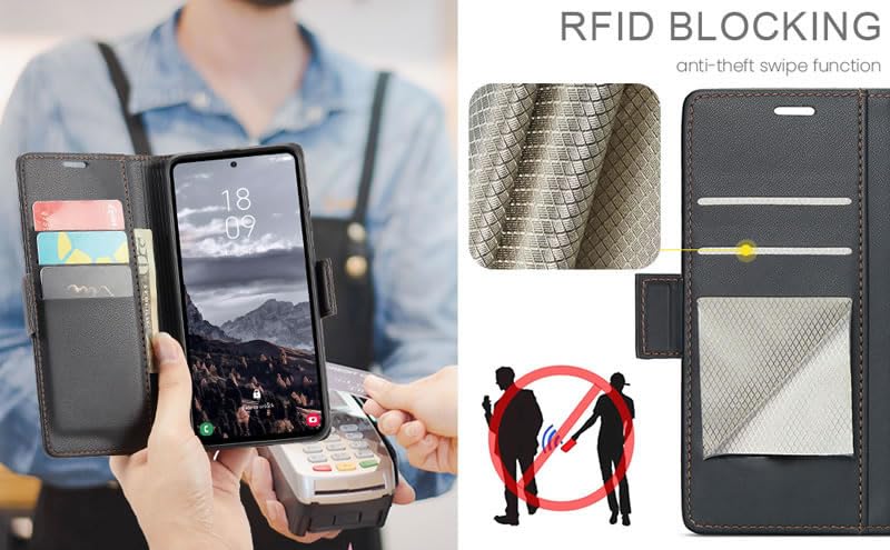 Image of ClickCase for Oneplus 11R 5G Premium PU Leather Wallet Case Flip Cover with [RFID Blocking][Card Holder][Stand Function] Shockproof Magnetic Flip Cover for Oneplus 11R 5G (Black)