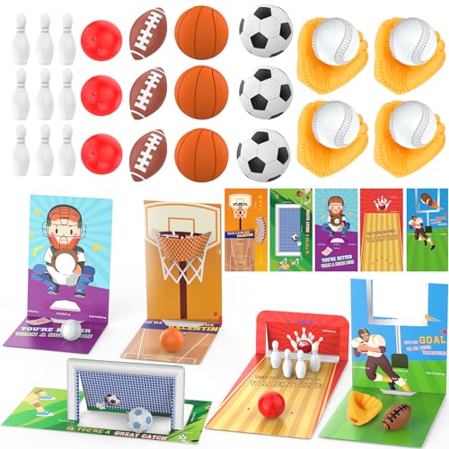 Cartes de Saint-Valentin pour enfants Feltom avec mini gommes de sport (Lot de 30)