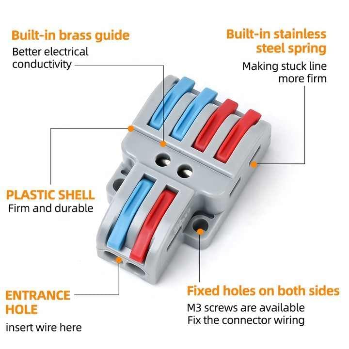 Image of XELYTON Wire Clip Connector, Universal Connection Terminals, Circuit Inline Splices Electric Connectors, Quick Connect & Freely Assemble Electrical Splicing Kit for Compact (2 In 4 Out, 30)