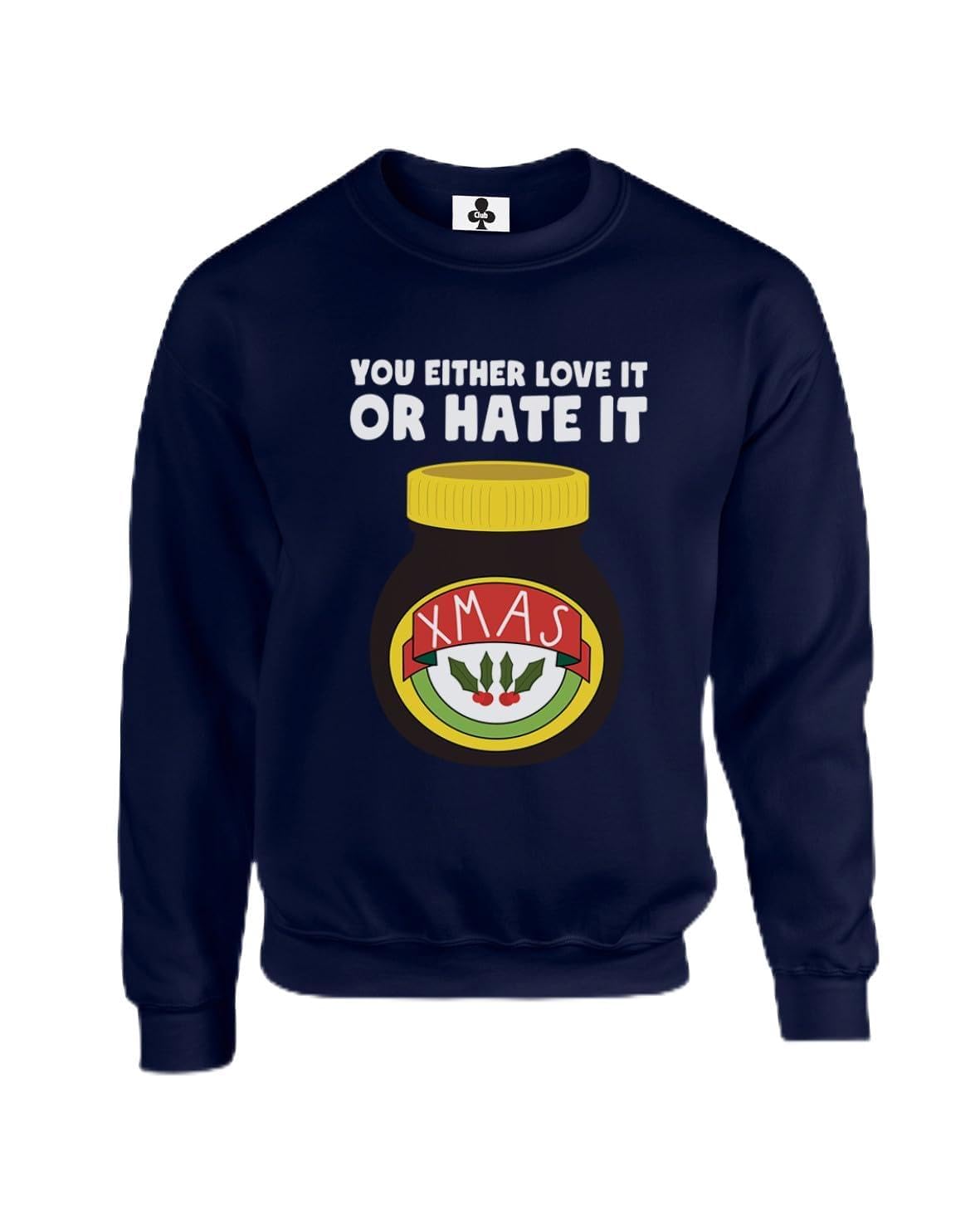 Taylor Brown Christmas, love it or hate it, xmas festive winter snow snowman santa meme Unisex Funny Adults Sweatshirt Jumper Navy