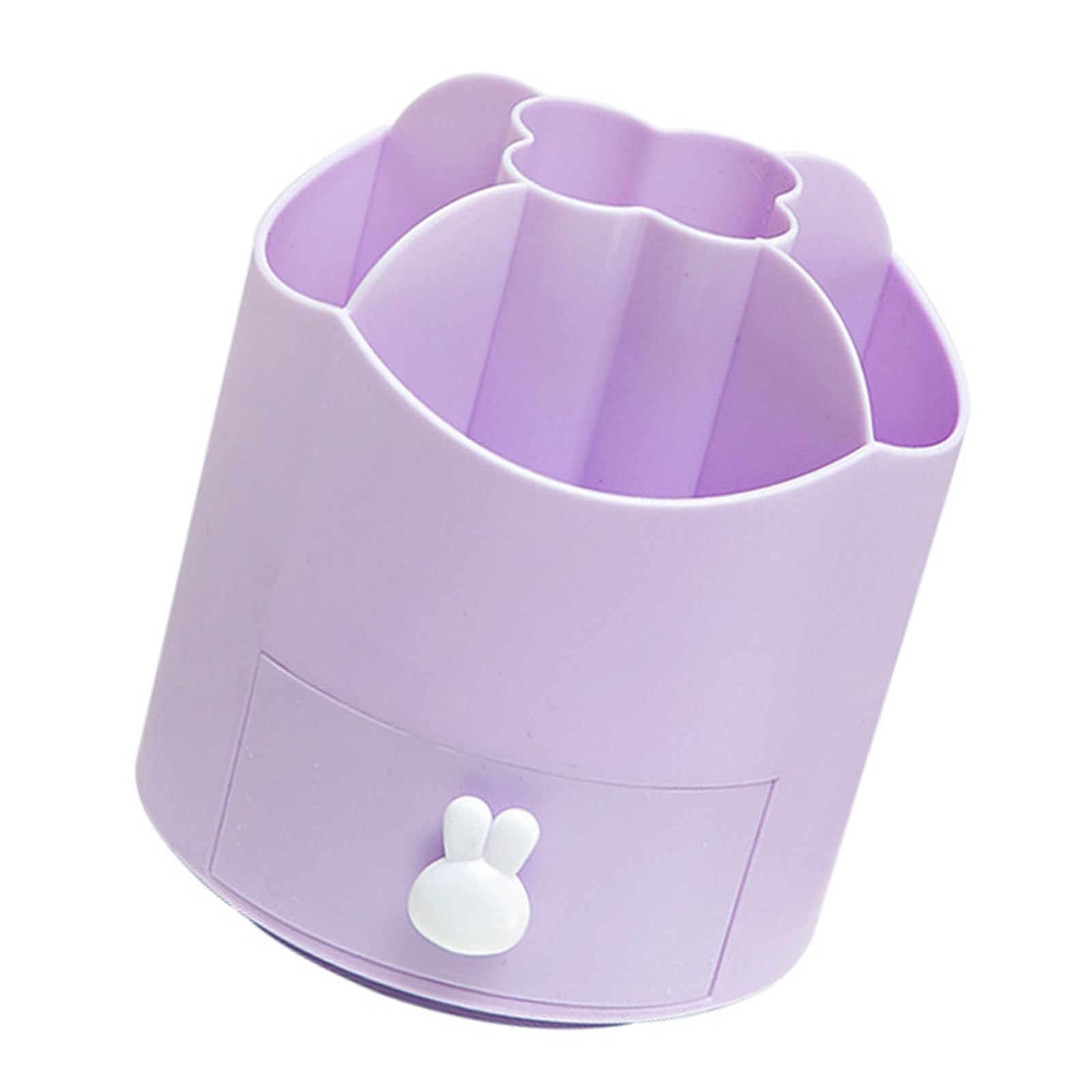 Hsyzygian Rotating Desk Organiser Tray 5 Compartments Pen Stand with Drawer for Pencils Marker Paper Clips Makeup Brush Colorful Pencil Cup