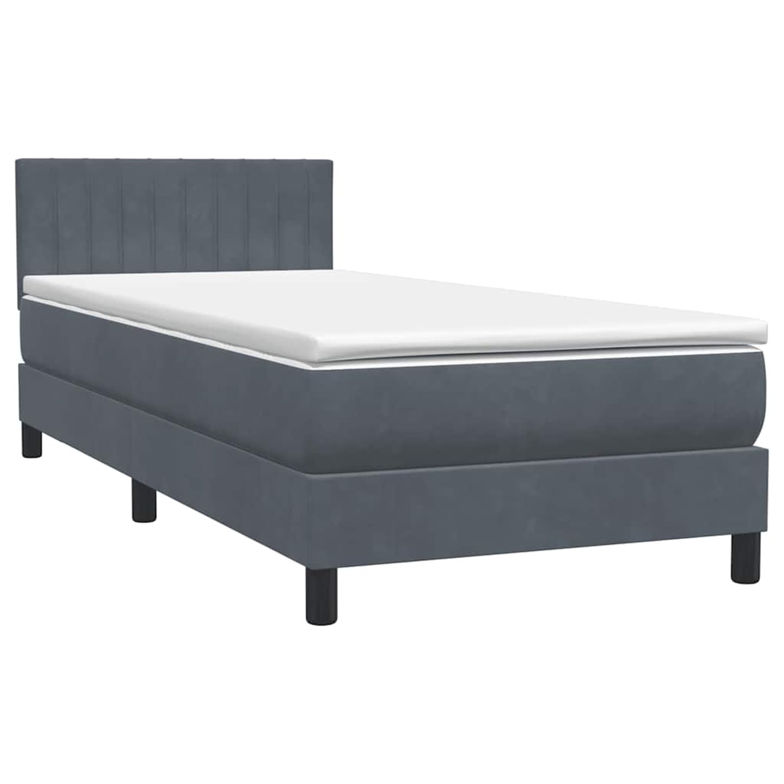 ATOMSTACK MAKER Letto a molle, 80 x 210 cm, con materasso a molle insacchettate e topper traspirante, testiera regolabile in altezza, design in velluto grigio scuro, con telaio, materasso e cuscino