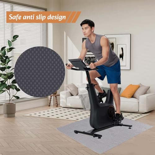 NICENEEDED Alfombra antideslizante para máquina elíptica, 23.62 x 23.62 pulgadas, alfombra ligera de goma bajo escritorio, adecuada para pedal eléctrico de uso sentado, mayor estabilidad y protección de piso miniatura 5