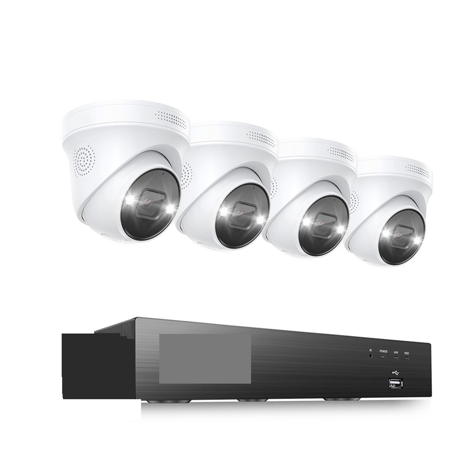 Zewnętrzne kamery bezpieczeństwa, System kamer monitorujących 8CH 4K PoE AI oszustwo twarzy 5MP 8MP pełnokolorowe noktowizyjne kamery IP zestaw bezpieczeństwa CCTV do użytku wewnątrz i na zewnątrz(Non
