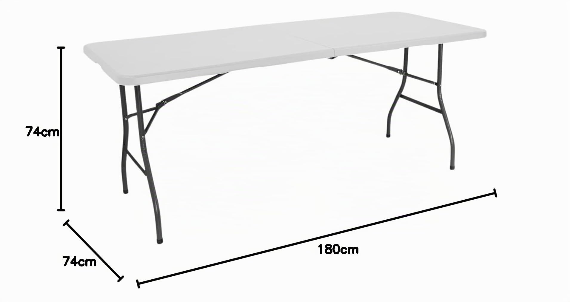 7H SEVEN HOUSE Mesa Catering Plegable Portátil Rectangular de 180 cm | 7house | Multiusos: Camping, Eventos en Espacios Exteriores o Interiores | Resina y Patas Acero | 4-6 Personas y Carga de 150kg