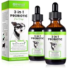 Probiotic for Dogs, 2 Pack Natural 3 in 1 Dog Probiotic Drops Helps to Diarrhea & Upset Stomach Relief, Supports Healthy Digestive System, Allergies, Digestive Enzyme for Dog, Bacon Flavor - 60ml x 2