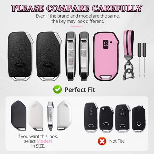Image of for Kia Key Fob Cover Accessories,Matte TPU Material, with a Cute Leather Keychain,for Telluride,Carnival,K5 gt line,K5,Forte,K4,Sorento, Sportage and Other Models. (Iceberry Powder, Model-2)