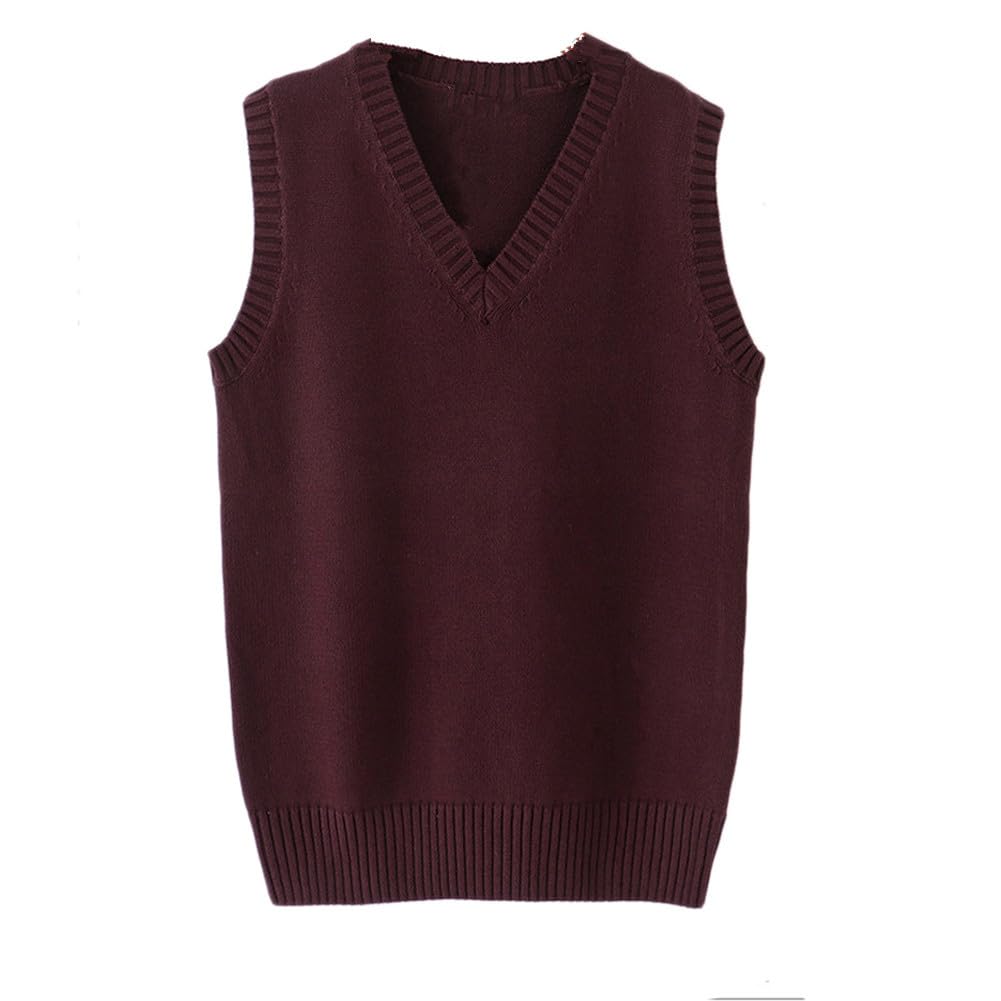 betonsa Bingooutlet Men Women Knitted Cotton V-Neck Vest JK Uniform Pullover Sleeveless Sweater School Cardigan-picture-40