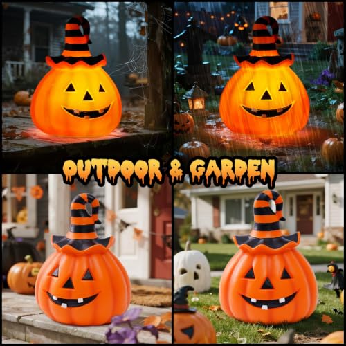 Halloween Pumpkin Outdoor Solar Light, Jack O Lantern with Witch Hat - image 6
