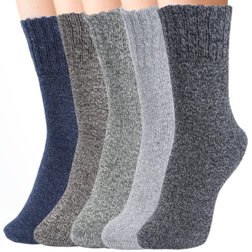 Mens WomensÂ Wool Socks - 5 Pack Wool Socks for Women Men Winter Socks Warm Socks Thick Knit Wool Cozy Crew Socks Thermal Socks Wool Socks Perfect Gifts