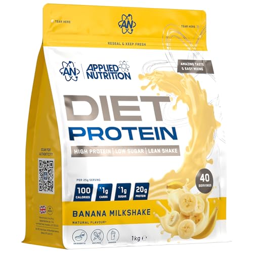 Applied Nutrition Diet Whey - High Protein Powder Supplement Low Carb & Sugar for Weight Management with CLA L Carnitine Green Tea (1kg - 40 Servings) (Banana Milkshake)