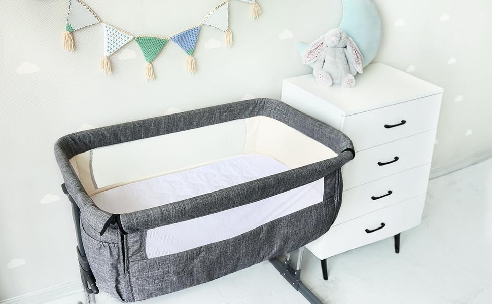 Bassinet Mattress Pad Cover Waterproof, Fits 20” x 33” BCOL 3 in 1, wayfong, venowu, Cowiewie, Semphis, Earth&ME, Uuoeebb and INFANS Baby Bassinet, 2 Pack, Ultra Soft Breathable, White and Grey