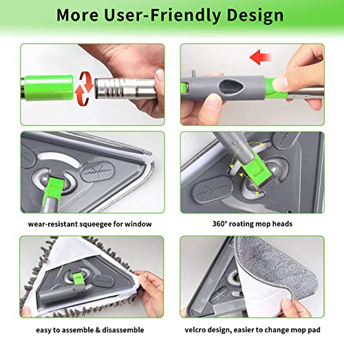 Wall-Cleaner-Mop-Baseboard-Cleaner-Tool-Duster-with-Extension-Pole-23-to-85-with-Window-Squeegee-6-Replacement-Washable-Microfiber-Pad-for-Cleaning-Walls-Baseboard-Ceiling-Window-Floor