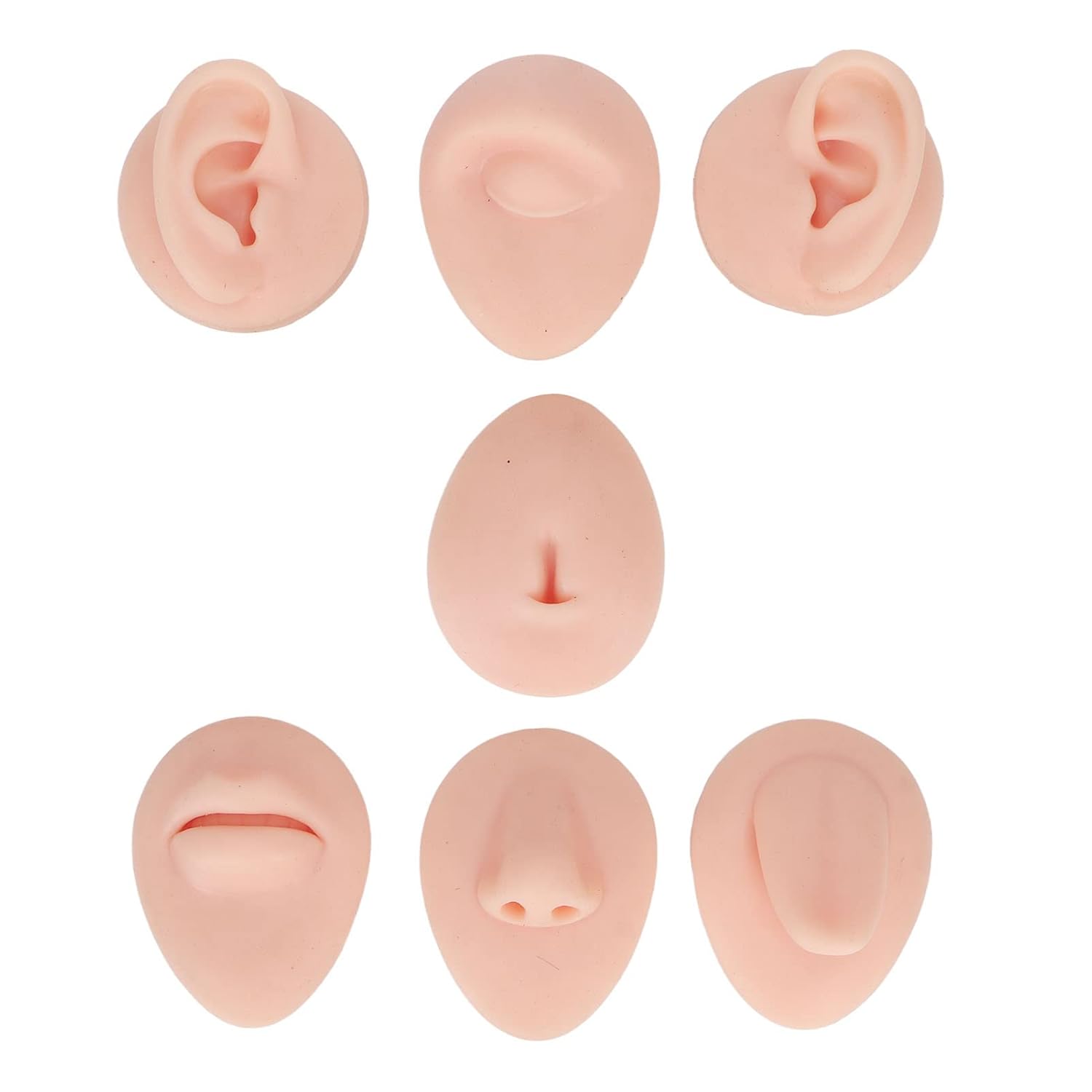 Silicone Body Piercing Practice Model Simulation Multi-Part Kit for Novice Training Jewelry Display Teaching Tool Light Skin Tone