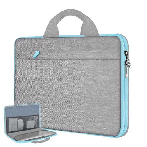 Image of Hseok Laptop Case 13.3-14 Inch Sleeve,TSA Shockproof Computer Handbag,Compatible with MacBook Neo /Pro 14 M5 /M4 /M3 /M2 /M1,All Models 13.3 inch MacBook Air /Pro,XPS 13 /14,Most 13-14 Notebooks,Light Gray-Blue
