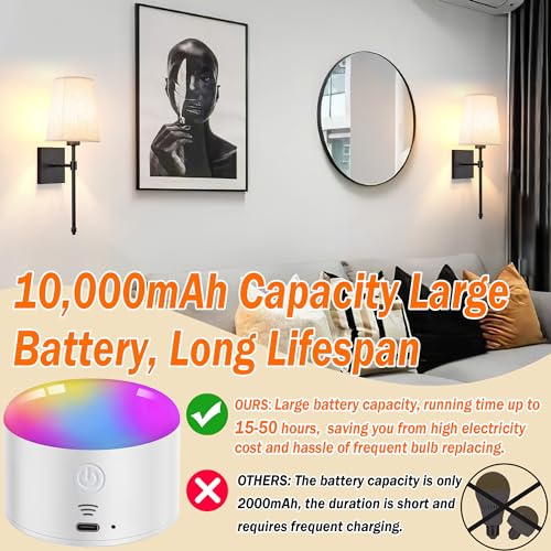 Image of Battery Operated Wall Sconce Light Set Of Two, Battery Operated Sconces Wall Lighting Indoor Wireless Wall Sconce With Remote Control, Dimmable Battery Wall Lamp With 3CCT Bulb For Bedroom Living Room