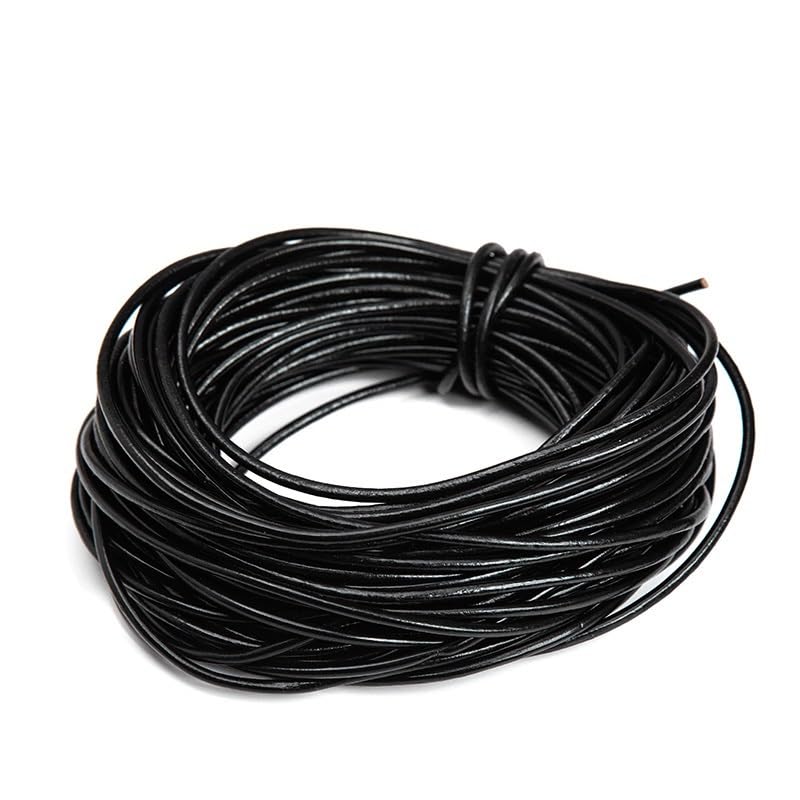Cordon en cuir véritable noir 6mm de haute qualité pour création de collier artisanal chic