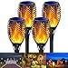 Fortand Solar Flammenlicht, 4 Stück Solarleuchte Garten Außen IP65 Wasserdicht Solar Flamme Fackeln Lichter Solarleuchten mit Realistischen Flammen Automatische Ein/Aus für Hinterhöfe, Gärten, Balkon