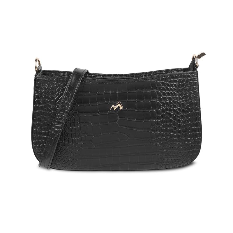 Metro Black Faux Leather Premium Zipper Casual Shoulder Bag For Women (B0CYQ1TVM3) Amazon Price History, Amazon Price Tracker