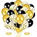 Produktbild O-Kinee Luftballons Schwarz Gold, Ballon Gold Schwarz, 60 Stück Schwarz Gold Konfetti Luftballons, Helium Luftballons für Geburtstag Hochzeit Graduierung Party Dekoration