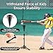 Wiseek 23.5 to 39.76 Inches Baseball Tee for Kids, Batting Tees with Carry Bag&3 Pcs Ground Nails, Portable Stable Tanner Tee, Baseball Training Equipment Aged 5-12, Softball Tee for Hitting (Black)