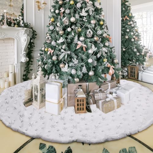 Saituo Home 90CM Weihnachtsteppich, Schneeflocken Pailletten...